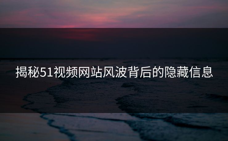 揭秘51视频网站风波背后的隐藏信息